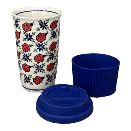 Mug, Travel, 14 oz in "Lovely Ladybugs" by Andy | NDA281-18