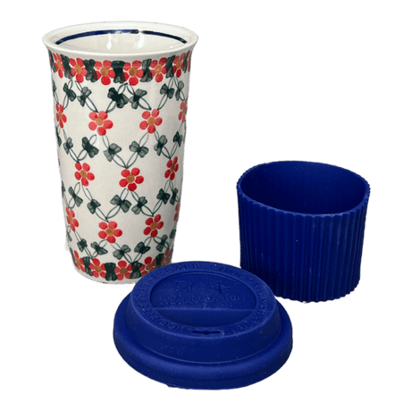 Mug, Travel, 14 oz in "Red Lattice" by Andy | NDA281-20