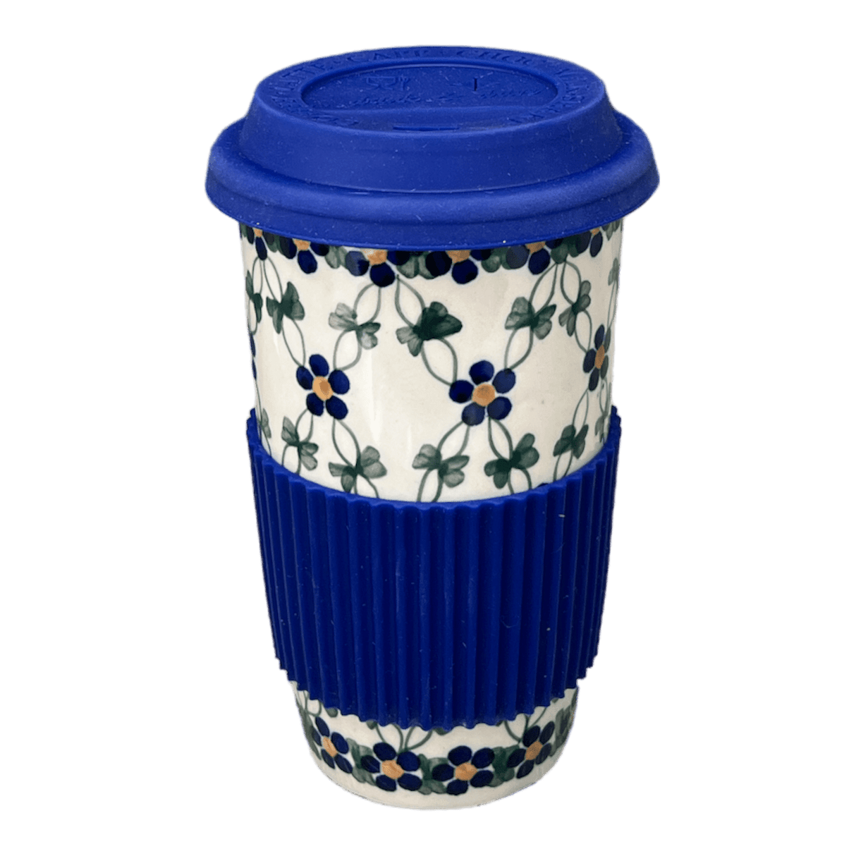 Mug, Travel, 14 oz in "Blue Lattice" by Andy | NDA281-6