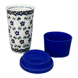 Mug, Travel, 14 oz in "Blue Lattice" by Andy | NDA281-6