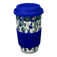 A picture of a Polish Pottery 14 oz. Travel Mug (Blue Cascade) | NDA281-A31 as shown at PolishPotteryOutlet.com/products/14-oz-travel-mug-blue-cascade-nda281-a31