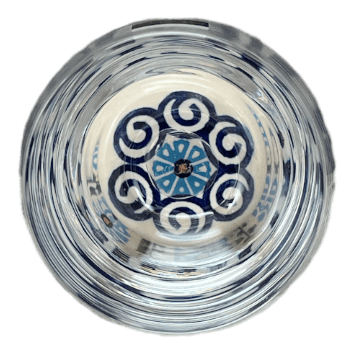 Drinking Glass, 12 oz in "Blue Daisy Spiral" by Andy | NDA329-38