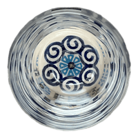 A picture of a Polish Pottery 12 oz. Glass (Blue Daisy Spiral) | NDA329-38 as shown at PolishPotteryOutlet.com/products/12-oz-glass-blue-daisy-spiral-nda329-38