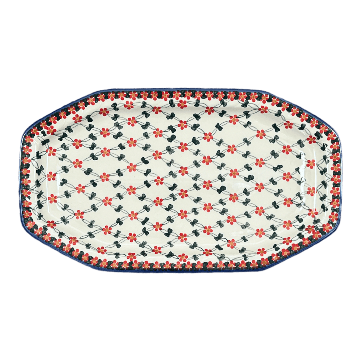 Tray, Angular, 10.5" x 18.5" in "Red Lattice" by Andy | NDA333-20