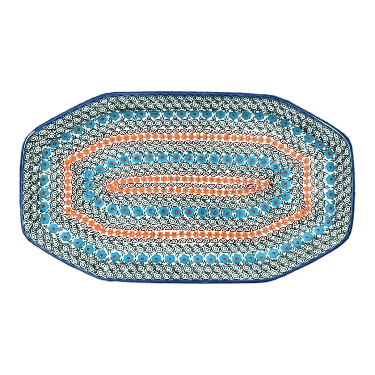 Tray, Angular, 10.5" x 18.5" in "Teal Pompons" by Andy | NDA333-62