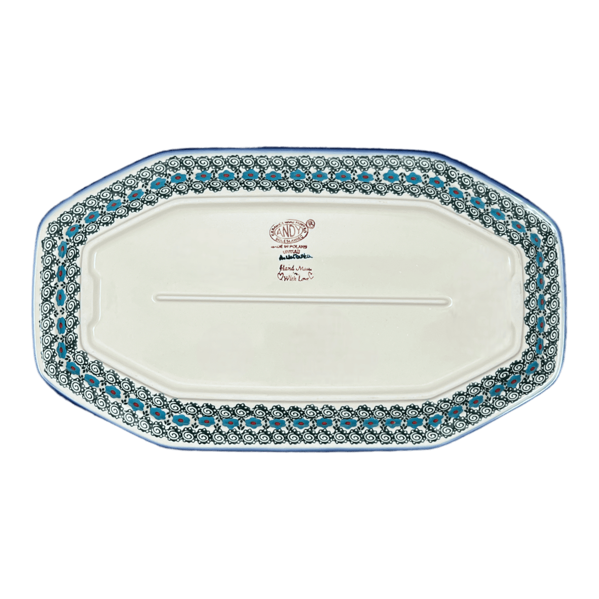 Tray, Angular, 10.5" x 18.5" in "Teal Pompons" by Andy | NDA333-62