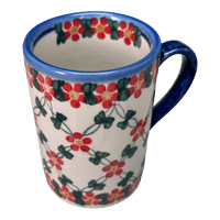 A picture of a Polish Pottery 8 oz. Slim Mug (Red Lattice) | NDA350-20 as shown at PolishPotteryOutlet.com/products/8-oz-slim-mug-red-lattice-nda350-20