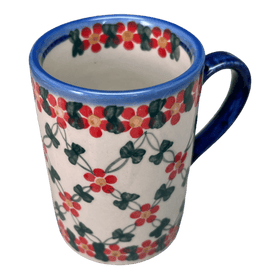 Polish Pottery 8 oz. Slim Mug (Red Lattice) | NDA350-20 Additional Image at PolishPotteryOutlet.com