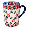 Polish Pottery 8 oz. Slim Mug (Red Lattice) | NDA350-20 at PolishPotteryOutlet.com