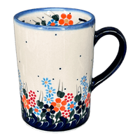 A picture of a Polish Pottery 8 oz. Slim Mug (Fall Wildflowers) | NDA350-23 as shown at PolishPotteryOutlet.com/products/8-oz-slim-mug-fall-wildflowers-nda350-23