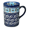 Polish Pottery 8 oz. Slim Mug (Blue Daisy Spiral) | NDA350-38 at PolishPotteryOutlet.com