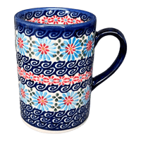 A picture of a Polish Pottery 8 oz. Slim Mug (Daisy Waves) | NDA350-3 as shown at PolishPotteryOutlet.com/products/8-oz-slim-mug-daisy-waves-nda350-3