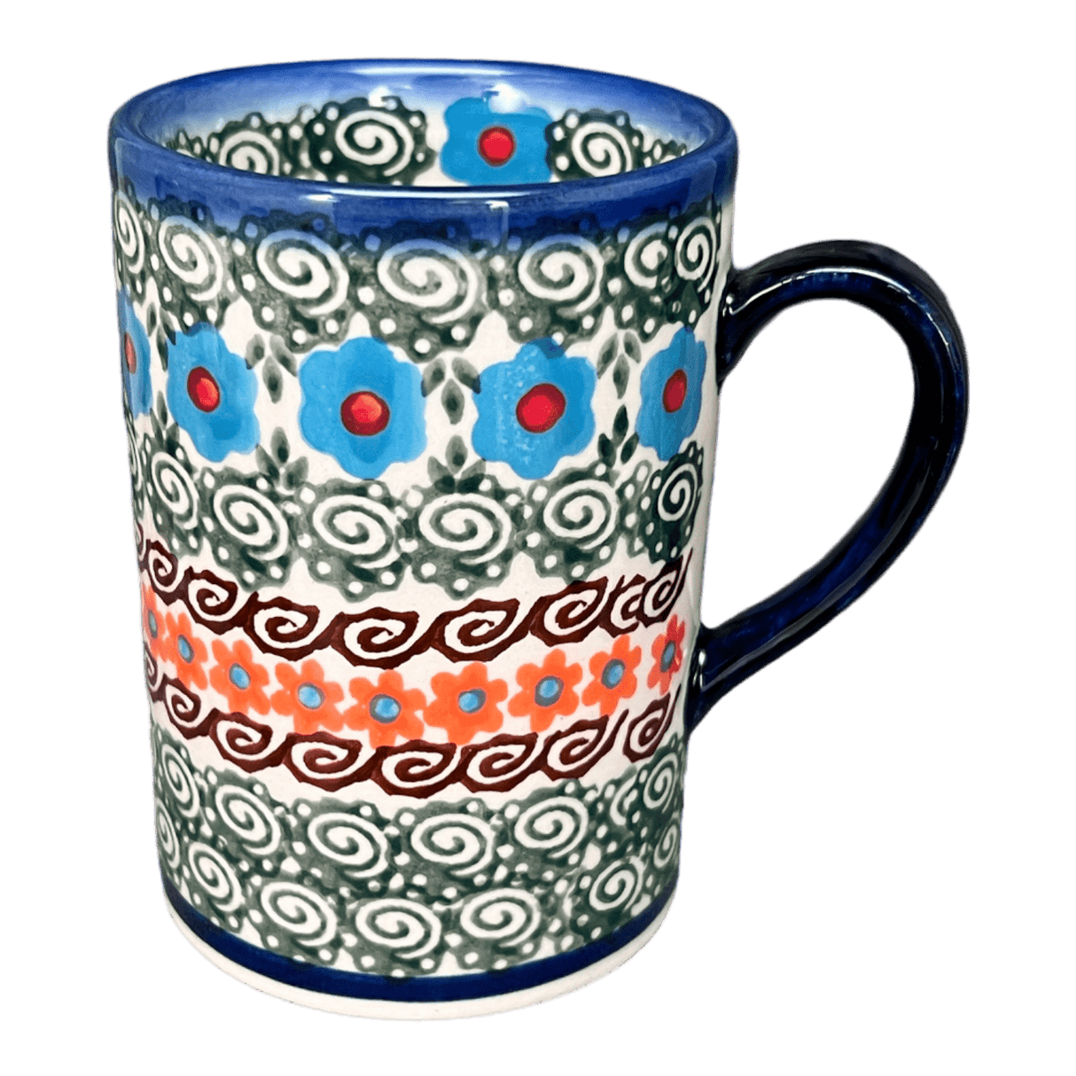 Mug, Slim, 8 oz in "Teal Pompons" by Andy | NDA350-62