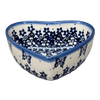 Polish Pottery 5" x 5.25" Heart-Shaped Bowl (Butterfly Blues) | NDA366-17 at PolishPotteryOutlet.com