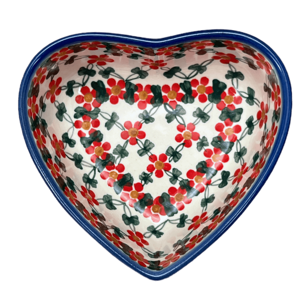 Bowl, Heart-Shaped, 5" x 5.25" in "Red Lattice" by Andy | NDA366-20