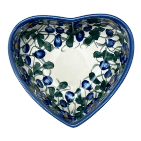 Polish Pottery 5" x 5.25" Heart-Shaped Bowl (Blue Cascade) | NDA366-A31 Additional Image at PolishPotteryOutlet.com