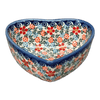 Polish Pottery 5" x 5.25" Heart-Shaped Bowl (Meadow in Bloom) | NDA366-A54 at PolishPotteryOutlet.com