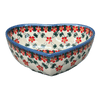 Polish Pottery 6.5" x 7" Heart Bowl  (Red Lattice) | NDA367-20 at PolishPotteryOutlet.com