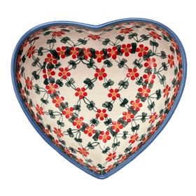 Polish Pottery 6.5" x 7" Heart Bowl  (Red Lattice) | NDA367-20 Additional Image at PolishPotteryOutlet.com