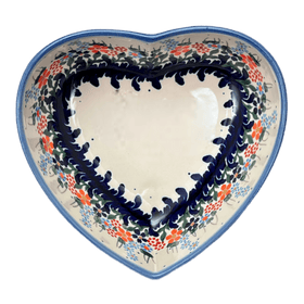 Polish Pottery 6.5" x 7" Heart Bowl  (Fall Wildflowers) | NDA367-23 Additional Image at PolishPotteryOutlet.com