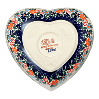 A picture of a Polish Pottery 6.5" x 7" Heart Bowl  (Fall Wildflowers) | NDA367-23 as shown at PolishPotteryOutlet.com/products/6-5-x-7-heart-bowl-fall-wildflowers-nda367-23