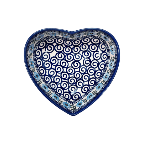 Bowl, Heart-Shaped 6.5" x 7" in "Blue Daisy Spiral" by Andy | NDA367-38