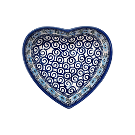 Polish Pottery 6.5" x 7" Heart Bowl  (Blue Daisy Spiral) | NDA367-38 Additional Image at PolishPotteryOutlet.com
