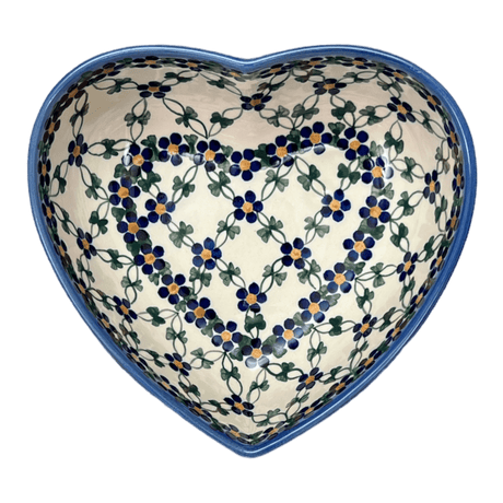 Bowl, Heart-Shaped 6.5" x 7" in "Blue Lattice" by Andy | NDA367-6