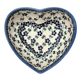 Polish Pottery 6.5" x 7" Heart Bowl  (Blue Lattice) | NDA367-6 Additional Image at PolishPotteryOutlet.com