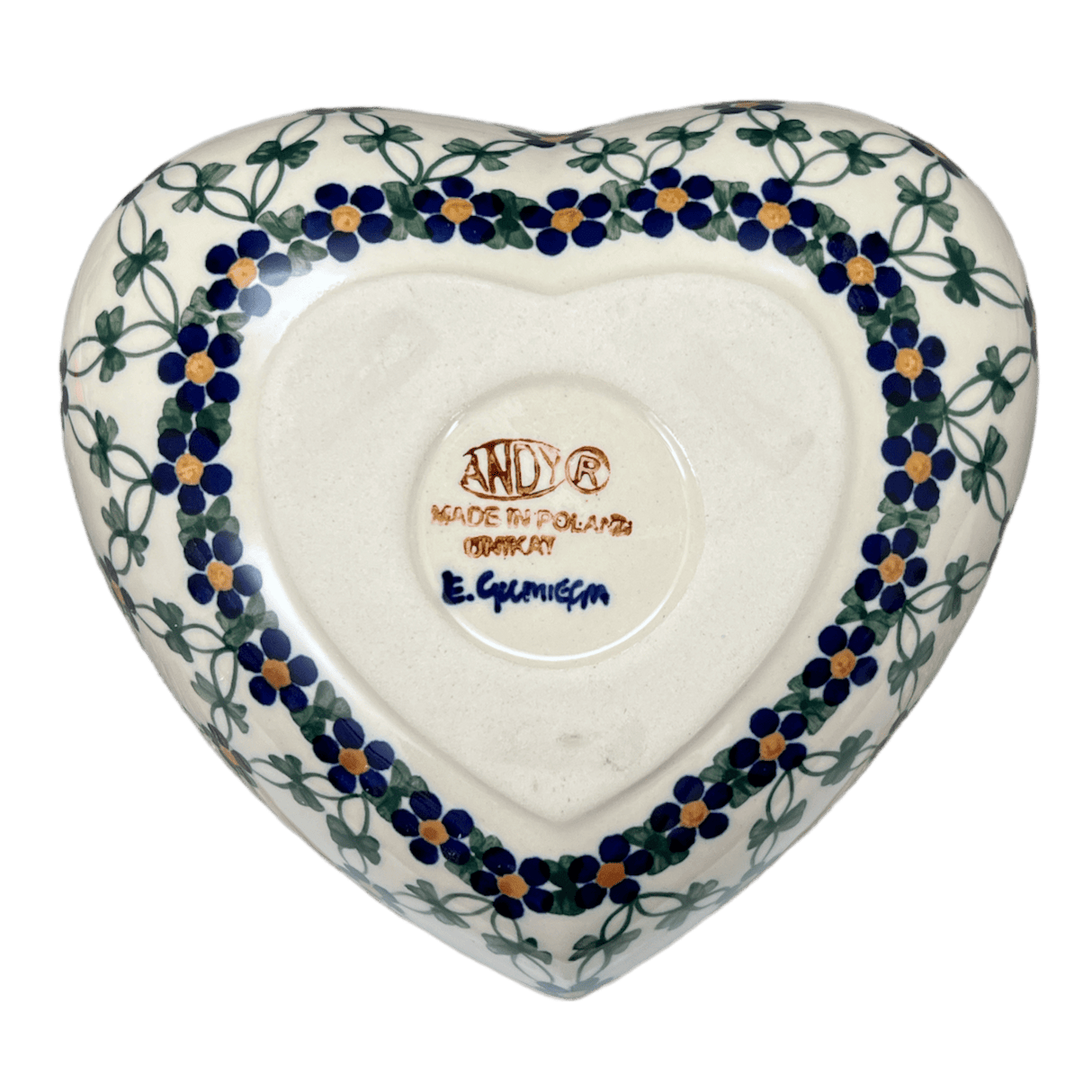 Bowl, Heart-Shaped 6.5" x 7" in "Blue Lattice" by Andy | NDA367-6