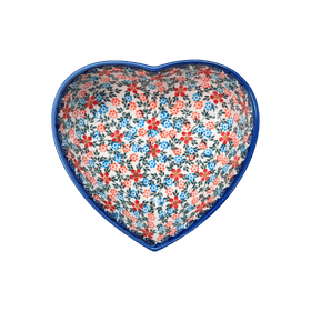 Polish Pottery 6.5" x 7" Heart Bowl  (Meadow in Bloom) | NDA367-A54 Additional Image at PolishPotteryOutlet.com