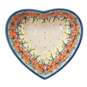 Polish Pottery 6.5" x 7" Heart Bowl  (Bright Bouquet) | NDA367-A55 Additional Image at PolishPotteryOutlet.com