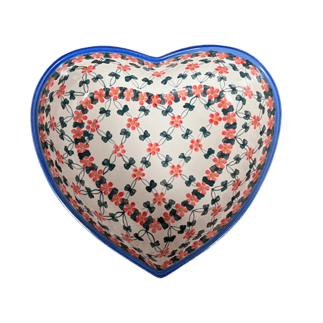 Bowl, Heart-Shaped, 8" X 8.75" in "Red Lattice" by Andy | NDA368-20