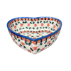 Polish Pottery 8" X 8.75" Heart Bowl (Red Lattice) | NDA368-20 at PolishPotteryOutlet.com