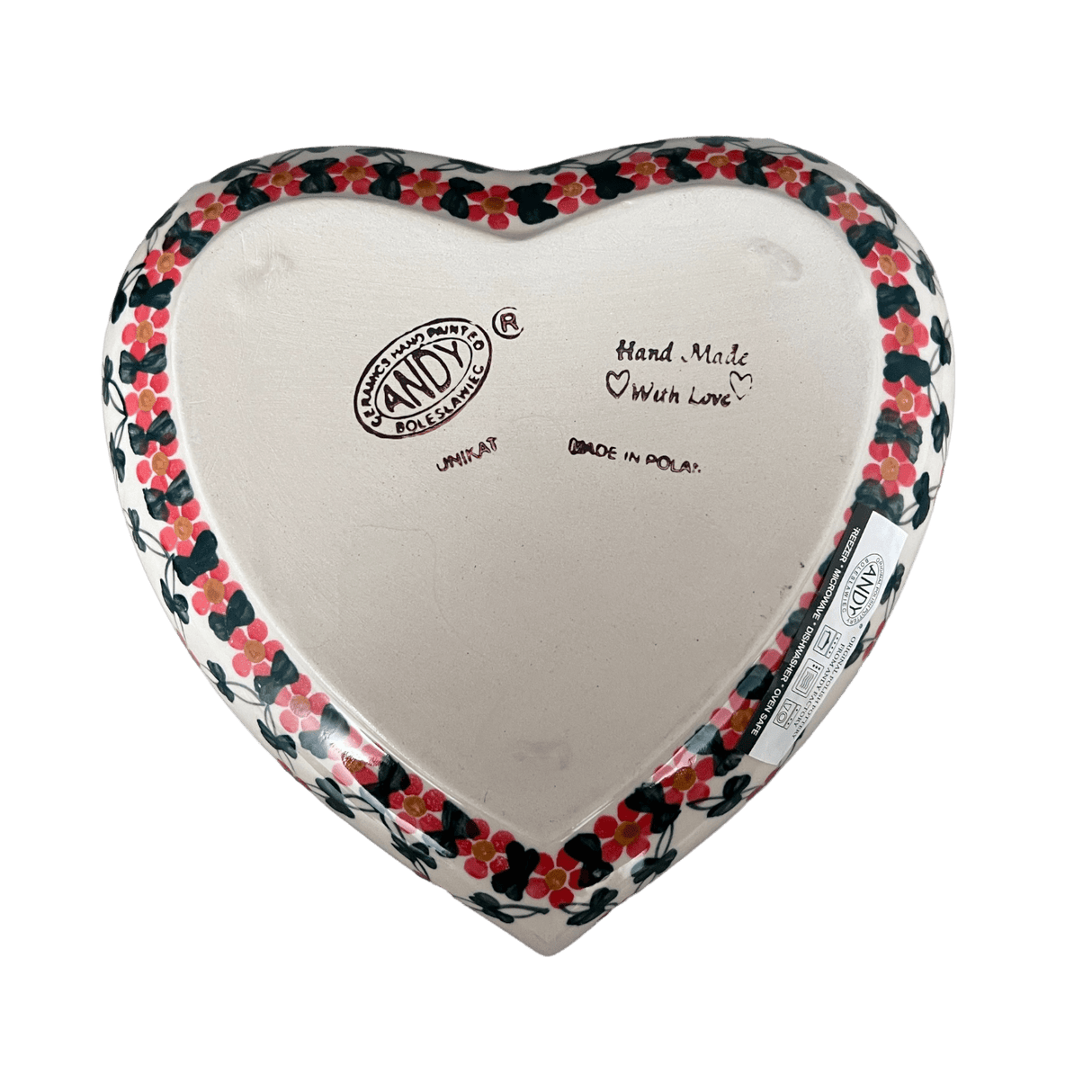 Bowl, Heart-Shaped, 8" X 8.75" in "Red Lattice" by Andy | NDA368-20