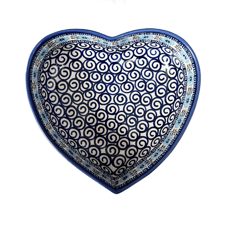 Bowl, Heart-Shaped, 8" X 8.75" in "Blue Daisy Spiral" by Andy | NDA368-38