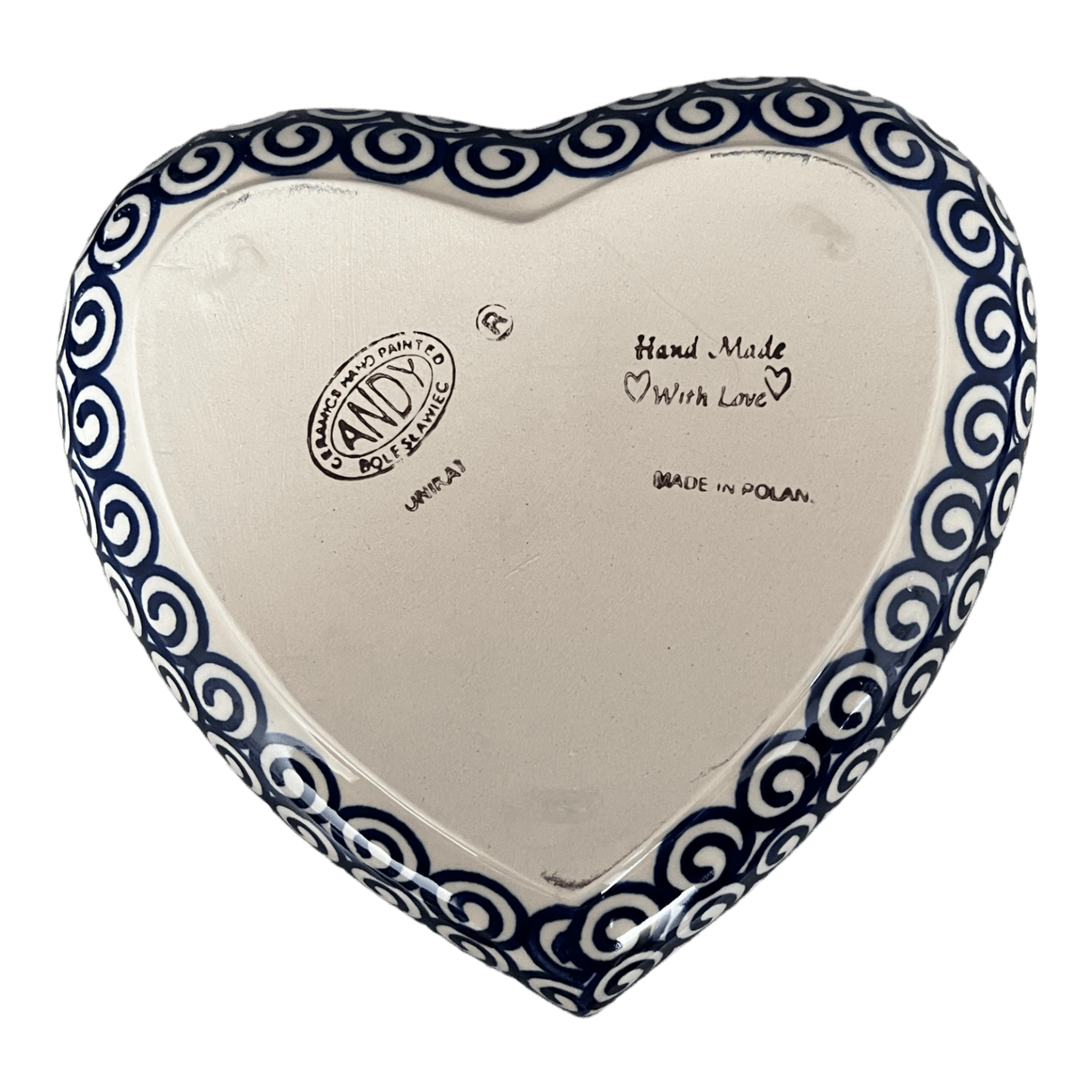 Bowl, Heart-Shaped, 8" X 8.75" in "Blue Daisy Spiral" by Andy | NDA368-38