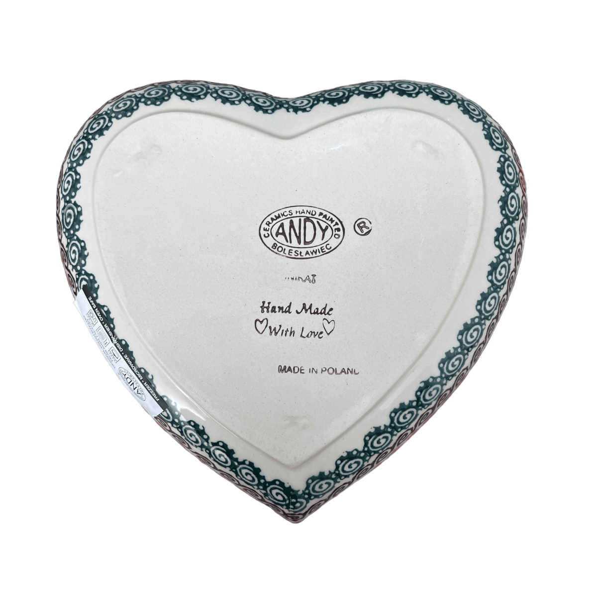 Bowl, Heart-Shaped, 8" X 8.75" in "Teal Pompons" by Andy | NDA368-62