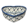 Polish Pottery 8" X 8.75" Heart Bowl (Blue Lattice) | NDA368-6 at PolishPotteryOutlet.com