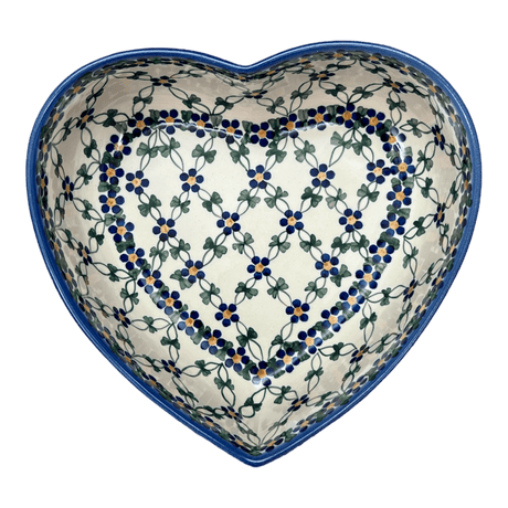 Bowl, Heart-Shaped, 8" X 8.75" in "Blue Lattice" by Andy | NDA368-6