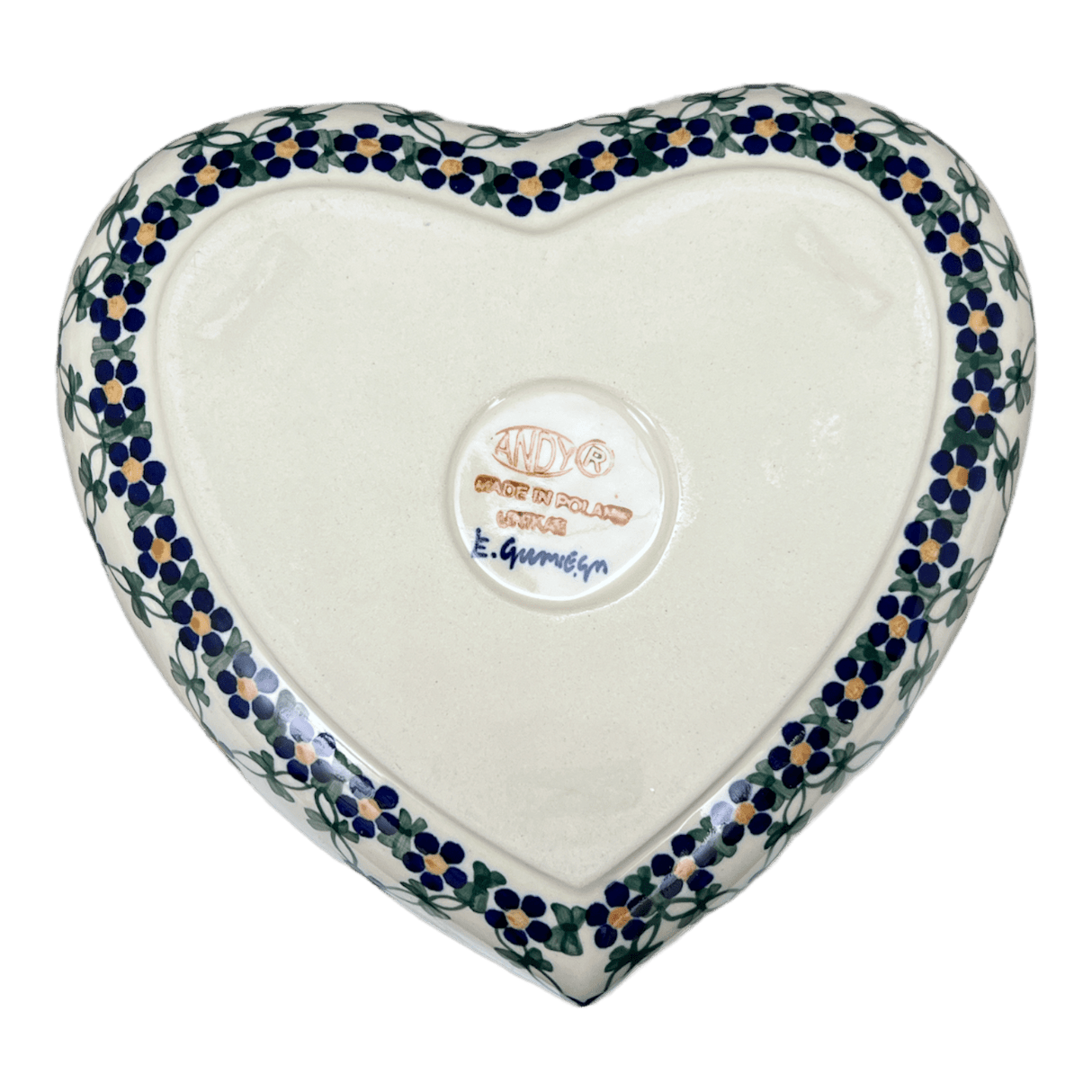 Bowl, Heart-Shaped, 8" X 8.75" in "Blue Lattice" by Andy | NDA368-6