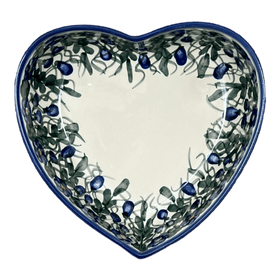 Polish Pottery 8" X 8.75" Heart Bowl (Blue Cascade) | NDA368-A31 Additional Image at PolishPotteryOutlet.com