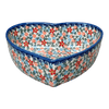 Polish Pottery 8" X 8.75" Heart Bowl (Meadow in Bloom) | NDA368-A54 at PolishPotteryOutlet.com