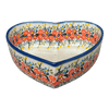Polish Pottery 8" X 8.75" Heart Bowl (Bright Bouquet) | NDA368-A55 at PolishPotteryOutlet.com