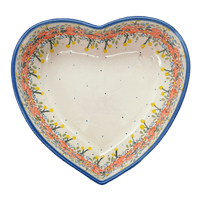A picture of a Polish Pottery 8" X 8.75" Heart Bowl (Bright Bouquet) | NDA368-A55 as shown at PolishPotteryOutlet.com/products/8-x-8-75-heart-bowl-bright-bouquet-nda368-a55