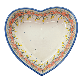 Polish Pottery 8" X 8.75" Heart Bowl (Bright Bouquet) | NDA368-A55 Additional Image at PolishPotteryOutlet.com