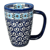 Polish Pottery 16 oz. Café Mug (Blue Daisy Spiral) | NDA40-38 at PolishPotteryOutlet.com