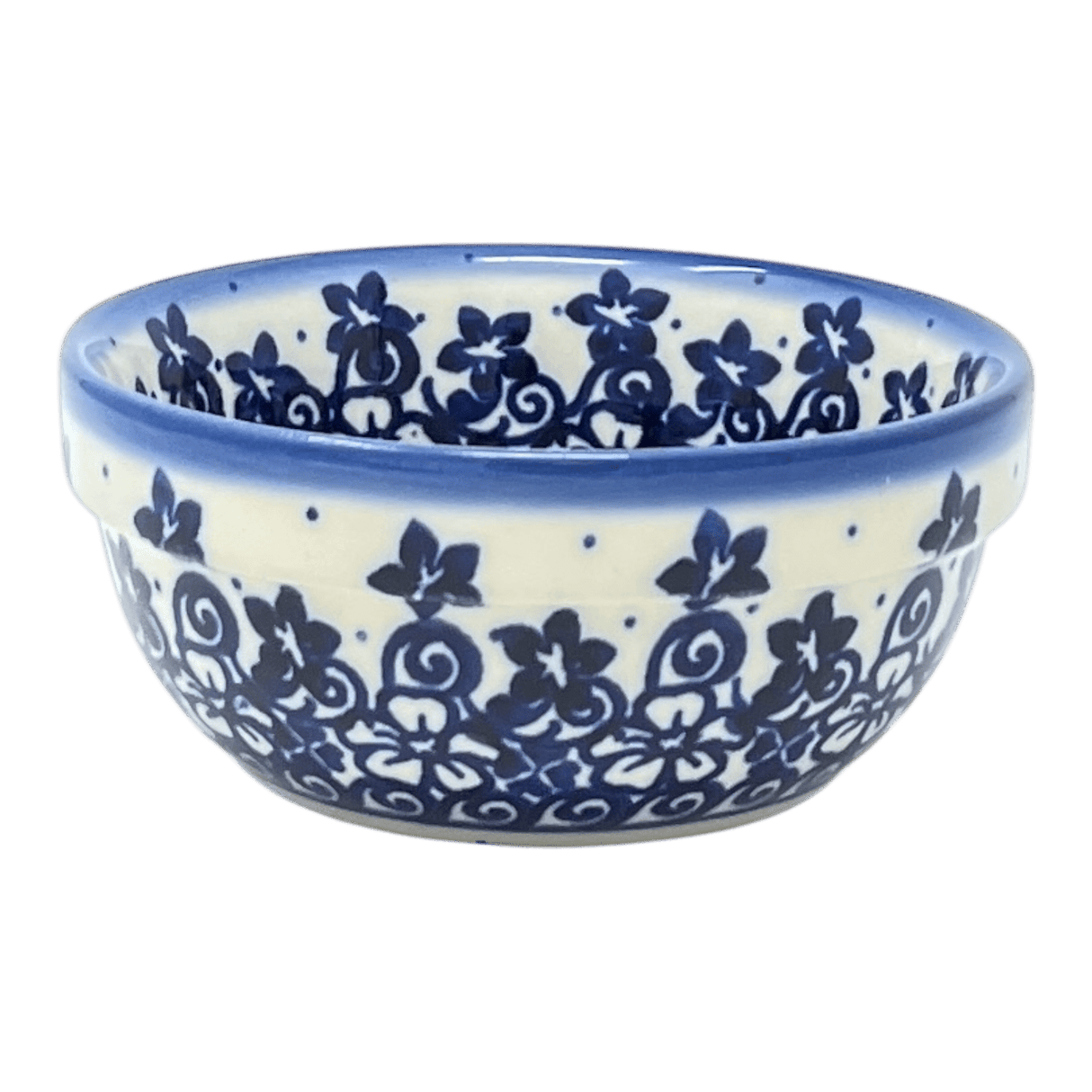 Bowl, Round, 4.25" in "Geometric Blue Flowers" by Andy | NDA84-27