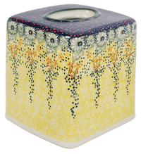 A picture of a Polish Pottery Tissue Box Cover (Sunshine Grotto) | O003S-WK52 as shown at PolishPotteryOutlet.com/products/tissue-box-cover-sunshine-grotto-o003s-wk52