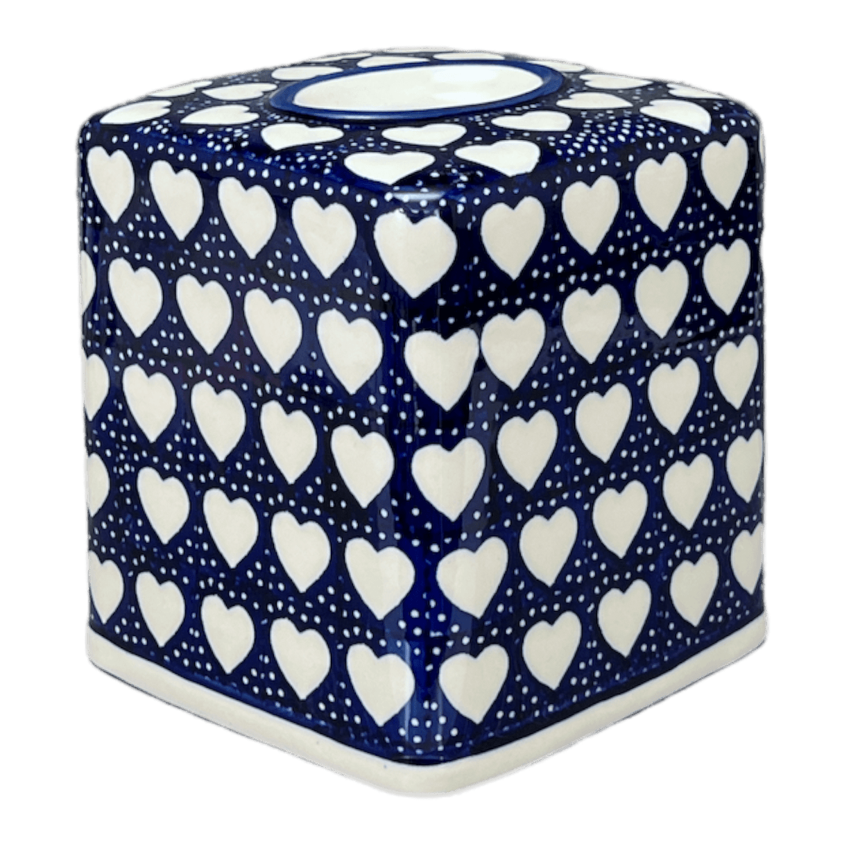 Tissue Box Cover, 6" x 6" in "Sea of Hearts" by Manufaktura | O003T-SEA